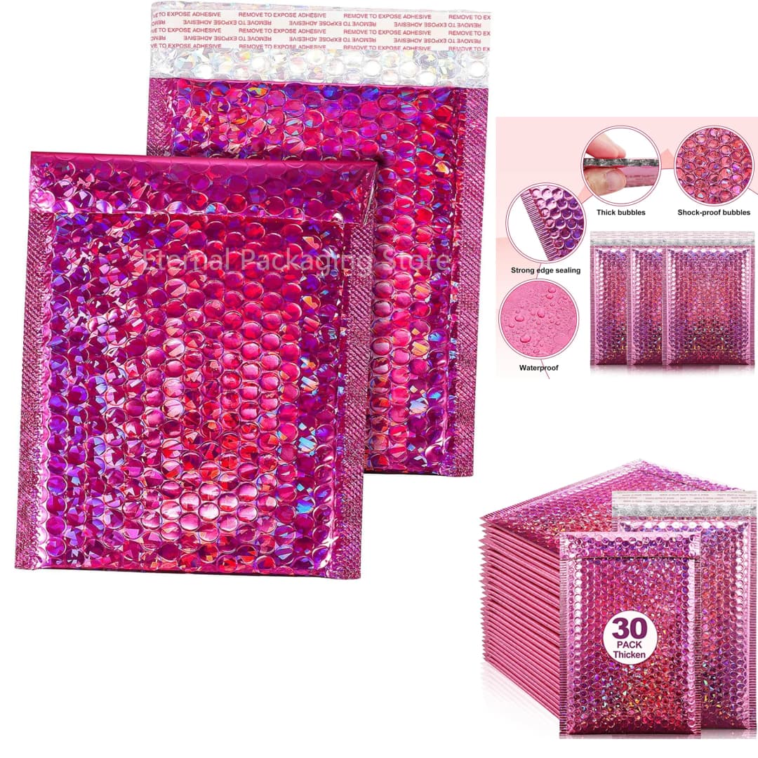 30 قطعة مغلفات بريدية مبطنة بفقاعات الليزر، أكياس تعبئة وتغليف للأعمال، فقاعة بريدية للشحن - 2