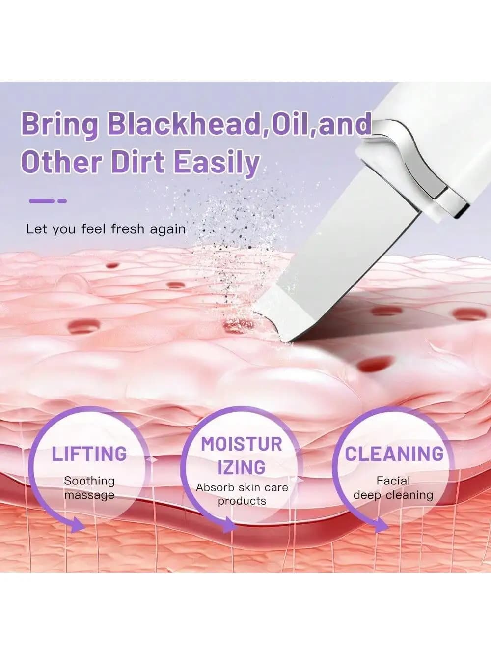 Ultrasonic Skin Scrubber Scrubber Deep Vibrate Facial Cleaner Shovel Face Scrubber Peeling Black Head Remover Facial Massager - 6