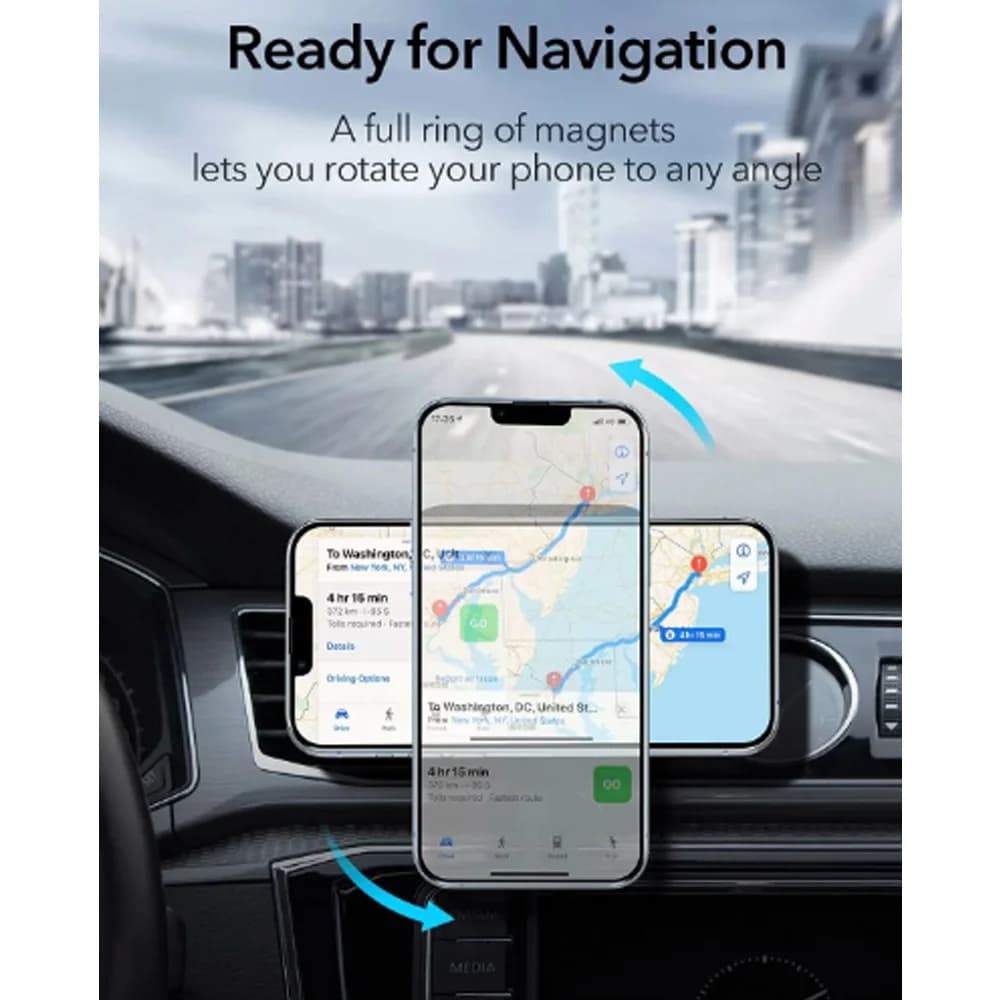 شاحن سيارة لاسلكي مغناطيسي 15 واط متوافق مع آيفون 17-12 برو ماكس ميني، حامل هاتف للسيارة يثبت على فتحة التهوية، شحن سريع للسيارة - 6