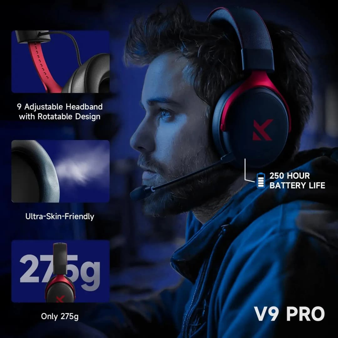 MCHOSE V9 Pro Gaming Wireless Headset7.1 Surround Sound Headphones Noise Canceling Mic Low Latency Lightweight for PS5 PC SWITCH - 2