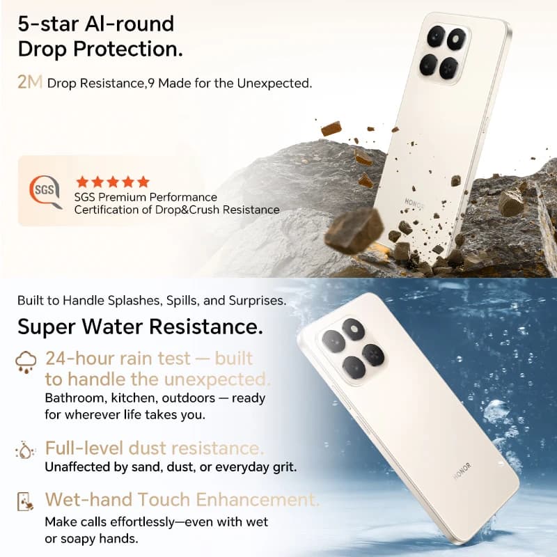 هونر 400 سمارت 5G نسخة عالمية سنابدراجون 6s الجيل 3 شاشة LCD مقاس 6.77 بوصة بطارية 6500 مللي أمبير تدعم الشحن السريع 35 واط نقرة واحدة AI - 2