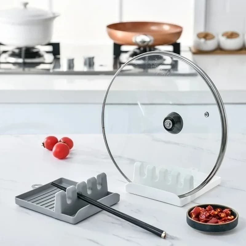 Pan Lid Holder Supports Spoons Pot Cover Rests Spatula Stand For Kitchen Convenience Utensils Tools Accessories Cooker Organizer - 4
