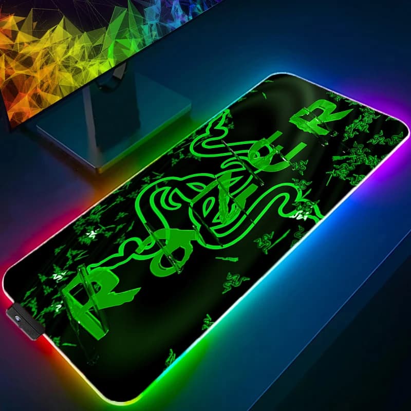 Razer RGB LED Mouse Pad Rubber Extended Pad Non Slip Desk Mat Laptop Keyboard Pad PC Accessories Mousepad HD Large Gaming Mats - 3