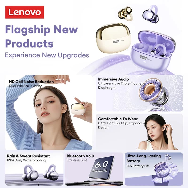 Lenovo LE302 HIFI Stereo Sports Ear Clip Earphones OWS Bluetooth 6.0 Headset Noise Cancelling Headphones Long Endurance Earbuds - 4