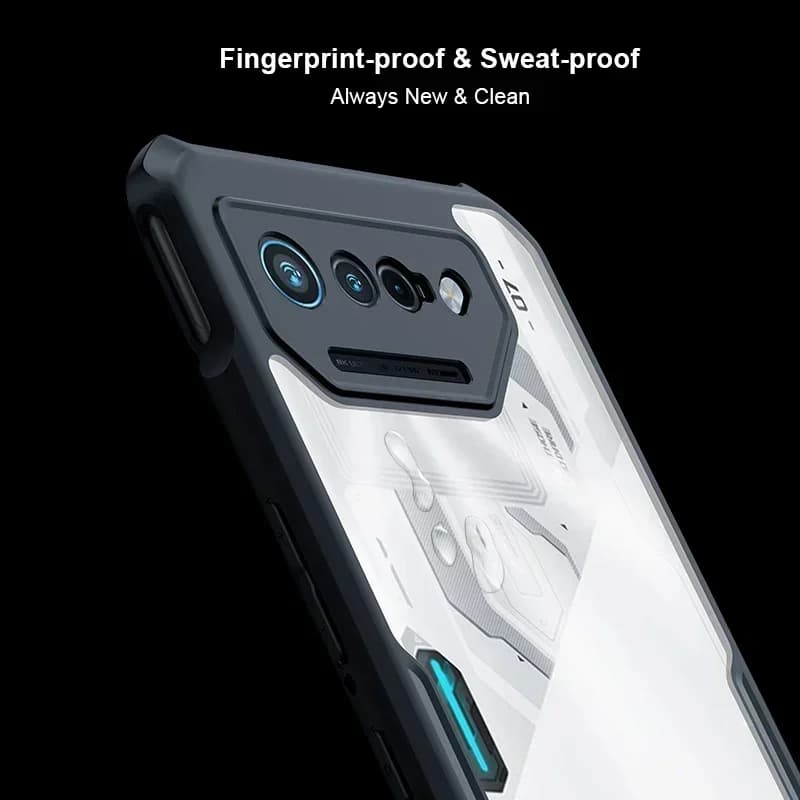 غطاء هاتف ASUS ROG 7 و 6 Pro و 7 Ultimate من البولي كربونات و TPU مع وسائد هوائية مقاومة للصدمات، غطاء عدسة خلفي شفاف - 5