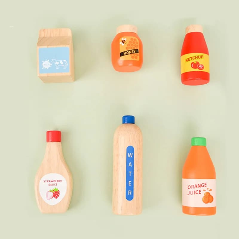 Children Pretend Play Wooden Milk Drink Set Kitchen Food Toys Montessori Learning Educational Kids Simulation Imitation Game - 6
