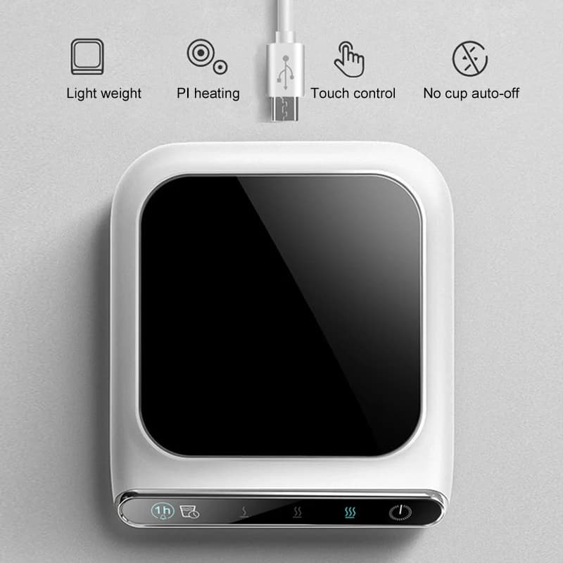 حصيرة تسخين أكواب صغيرة محمولة مع منفذ USB - 3 إعدادات تسخين حتى 100 درجة مئوية - 2