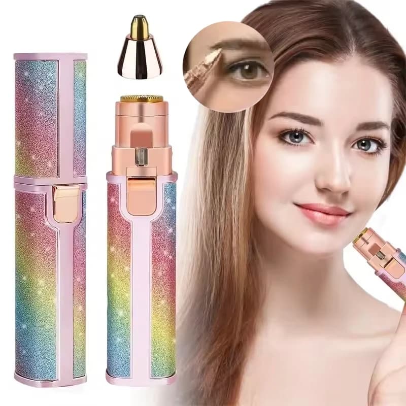 إزالة شعر الوجه للنساء: ماكينة تشذيب شعر الأنف والحاجبين القابلة لإعادة الشحن 2 في 1، ماكينة حلاقة الوجه مع إضاءة LED مدمجة