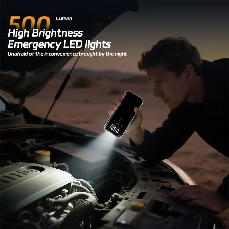 منفاخ سيارة جديد 30000mAh، بنك طاقة محمول، مضخة هواء 150PSI، جهاز بدء تشغيل الطوارئ 12V للسيارة - 2