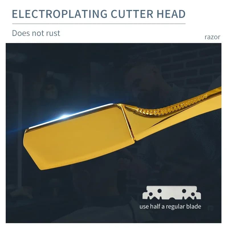 شفرات حلاقة مستقيمة احترافية للحلاقين، أدوات قص الشعر وإزالة الشعر من سبائك الزنك، حامل سكين حلاقة اللحية للرجال - 3
