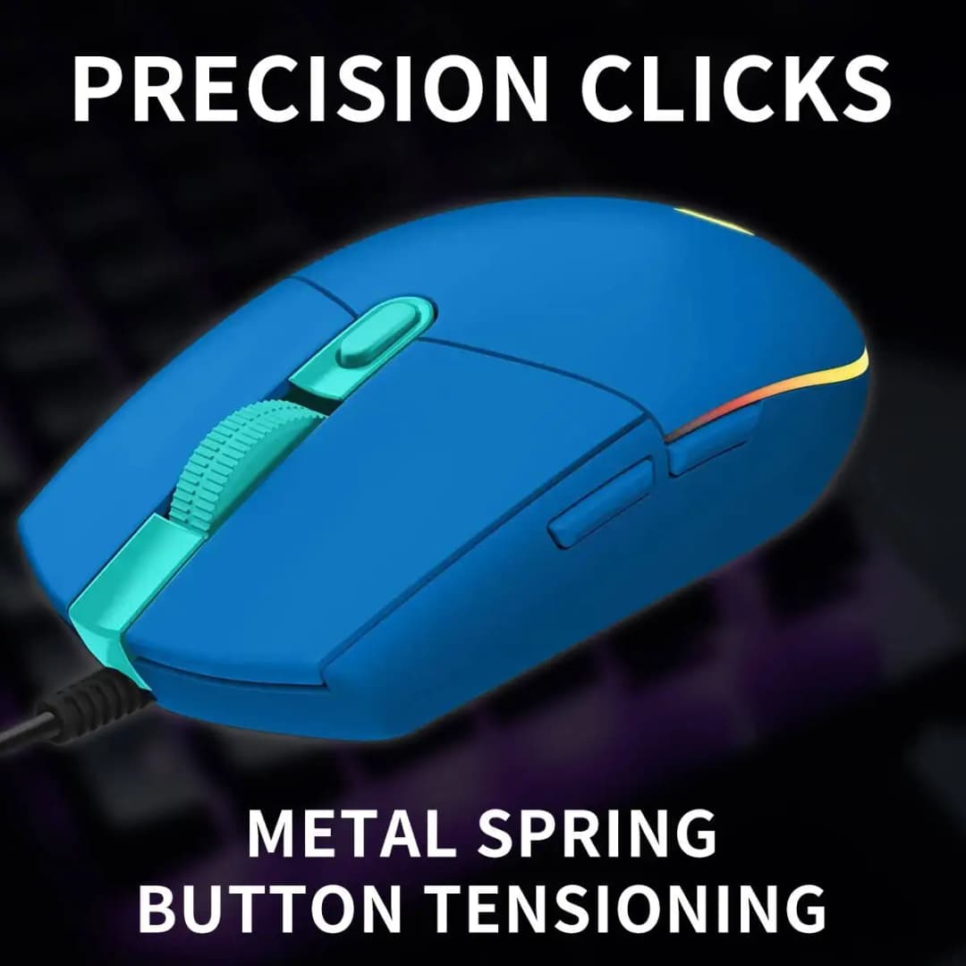 ماوس Logitech G203//G102 سلكي للألعاب 200-8000 نقطة في البوصة إضاءة LIGHTSYNC RGB 6 أزرار استجابة 1 مللي ثانية كابل 2.1 متر ماوس G402 - 5