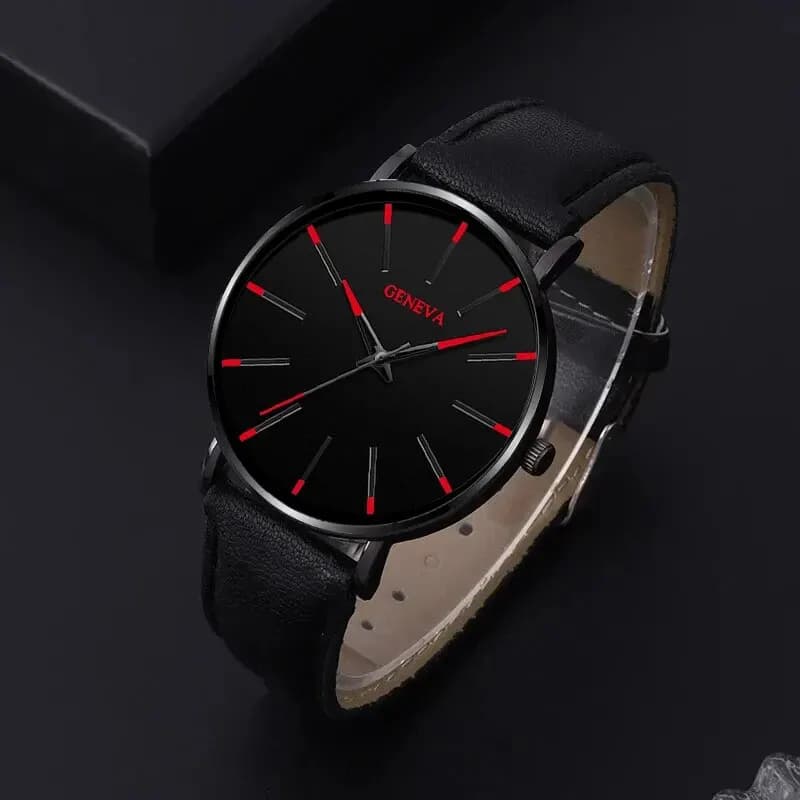 3pcs Set Fashion Mens Watches Luxury Casual Leather Quartz Wristwatch Men Business Sports Wrist Watch Bracelet Necklace Set - 4