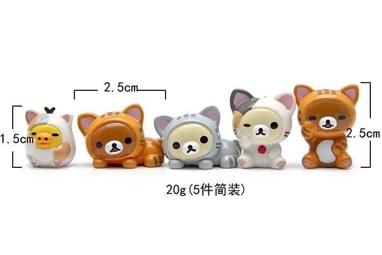5pcs Rilakkuma Action Figures Cute Relax Bear Doll Kids Classic Toys Car Model Ornaments Home Decoration Children Gift Hot Sales - 6