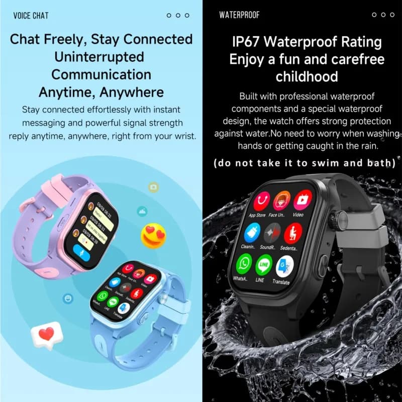 Smart Watch Kids 4G GPS WIFI Video Call APP Download SOS Children Phone Call Smartwatch Monitor Location Tracker Boys Girls Gift - 2