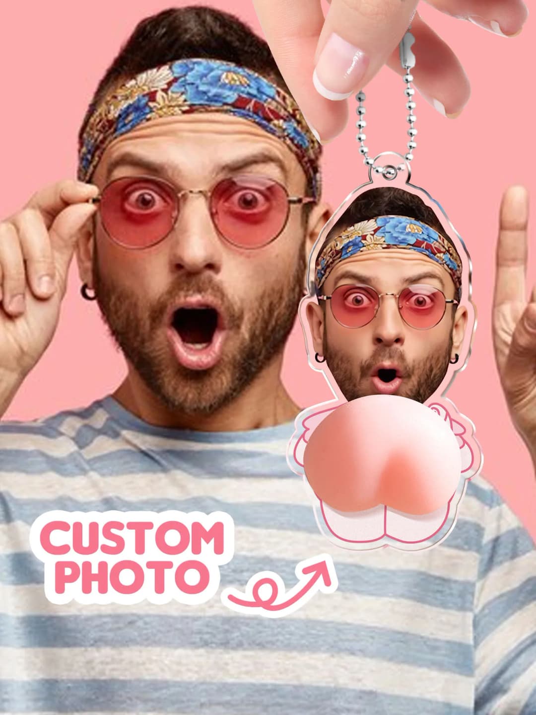 سلسلة مفاتيح مخصصة بوجه، ناعمة، هدية فريدة للأصدقاء - 4