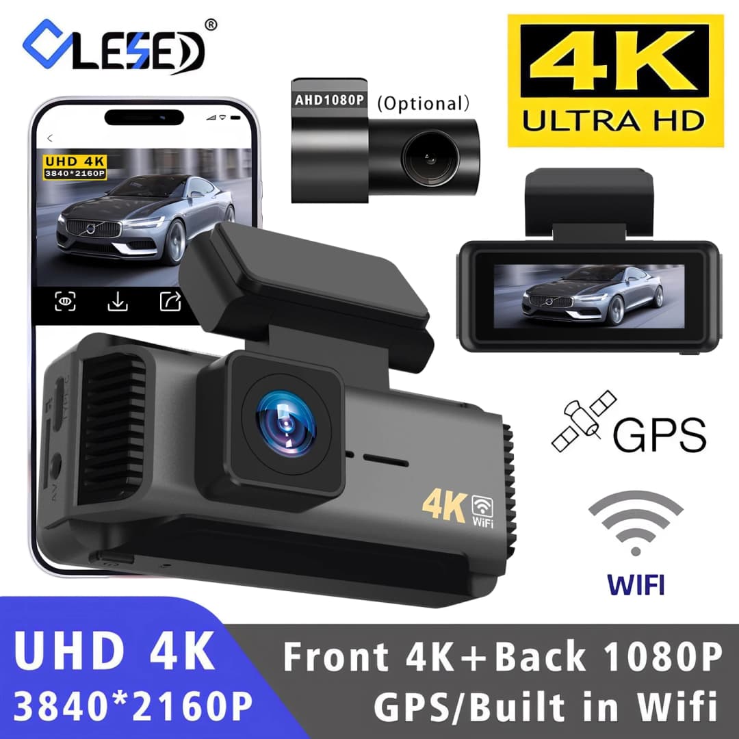 كاميرا سيارة DVR 4K 5G WIFI GPS مصغرة كاميرا لوحة قيادة أمامية وخلفية عدسة مزدوجة صندوق أسود مسجل فيديو قيادة رؤية ليلية
