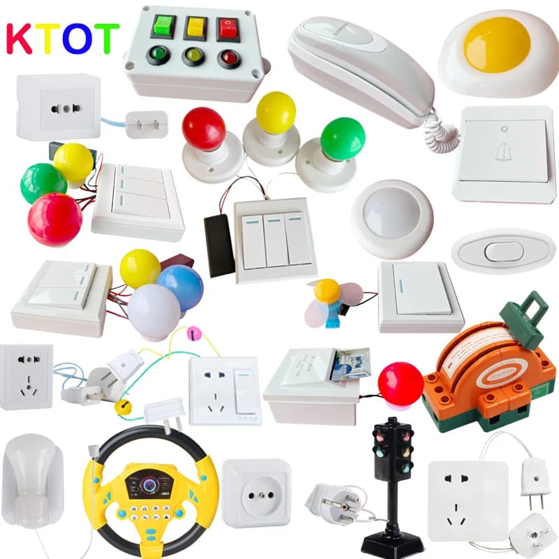 لوحة مشغولات يدوية مع إكسسوارات وإضاءة وجرس باب، أدوات تعليمية مونتيسوري، ألعاب خشبية لتنمية القدرات اليدوية والتعرف على الأصوات والألوان