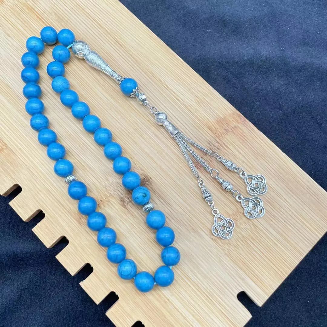 10 ملم 33 حبة أحجار طبيعية مسبحة مسلمين هدايا رمضان عيد سوار تركي حبات صلاة إسلامية عربية مجوهرات يدوية - 5