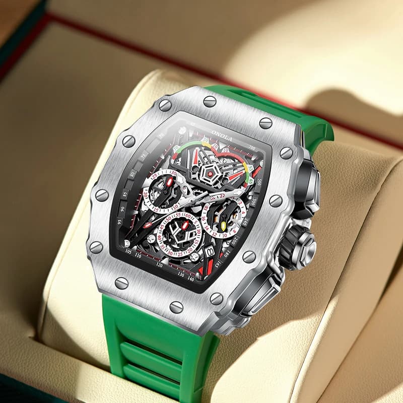 New Luxury Men Watch  ONOLA Fashion Fully Automatic Mechanical Watches Man Unique Design Waterproof Tape Watch Wristwatch - 2