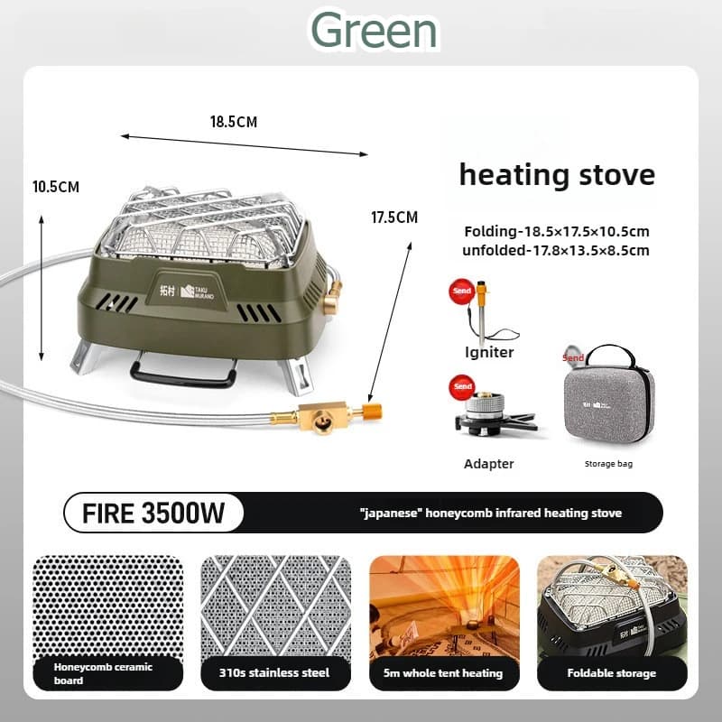 Outdoor Portable Heating Stove, Multi-functional Gas Heating Stove Propane Split Gas Stove, Camping Windproof Tent Heating Stove - 6