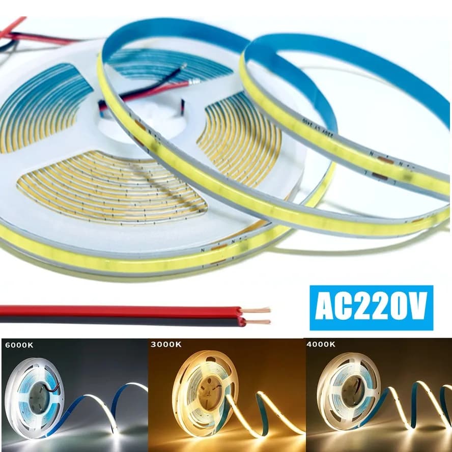 220V Flexible Tape Lights Dimmable COB LED Strip Light Smart IC No Need Driver High Bright 240LEDs/m Linear Lighting RA95 - 2