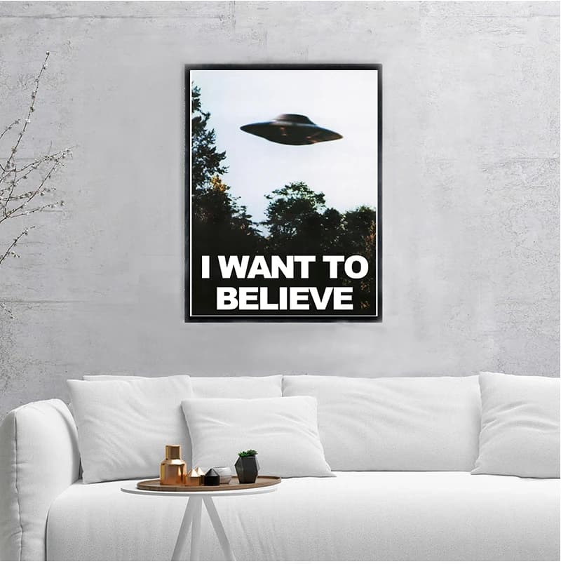I WANT TO BELIEVE - The X Files Art Silk Or Canvas  UFO TV Series  Print Canvas Painting Decorative Picture Home Decor