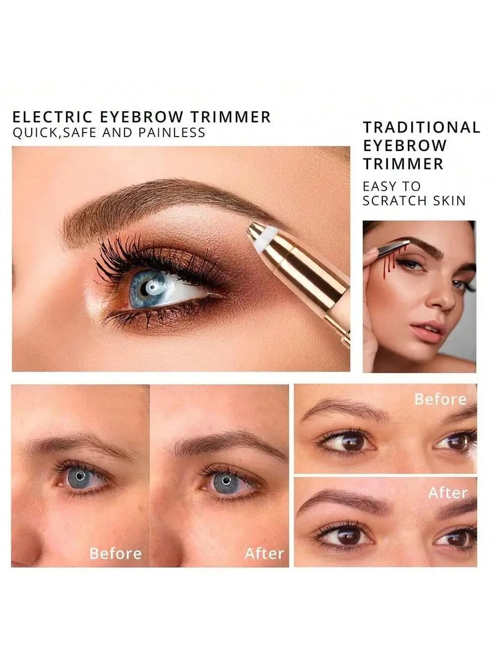 Electric Hair Removel Shaver For Women Eyebrow Trimmer Epilator Electric Painless Hair Remover Machine Body Facial Battery capac - 4