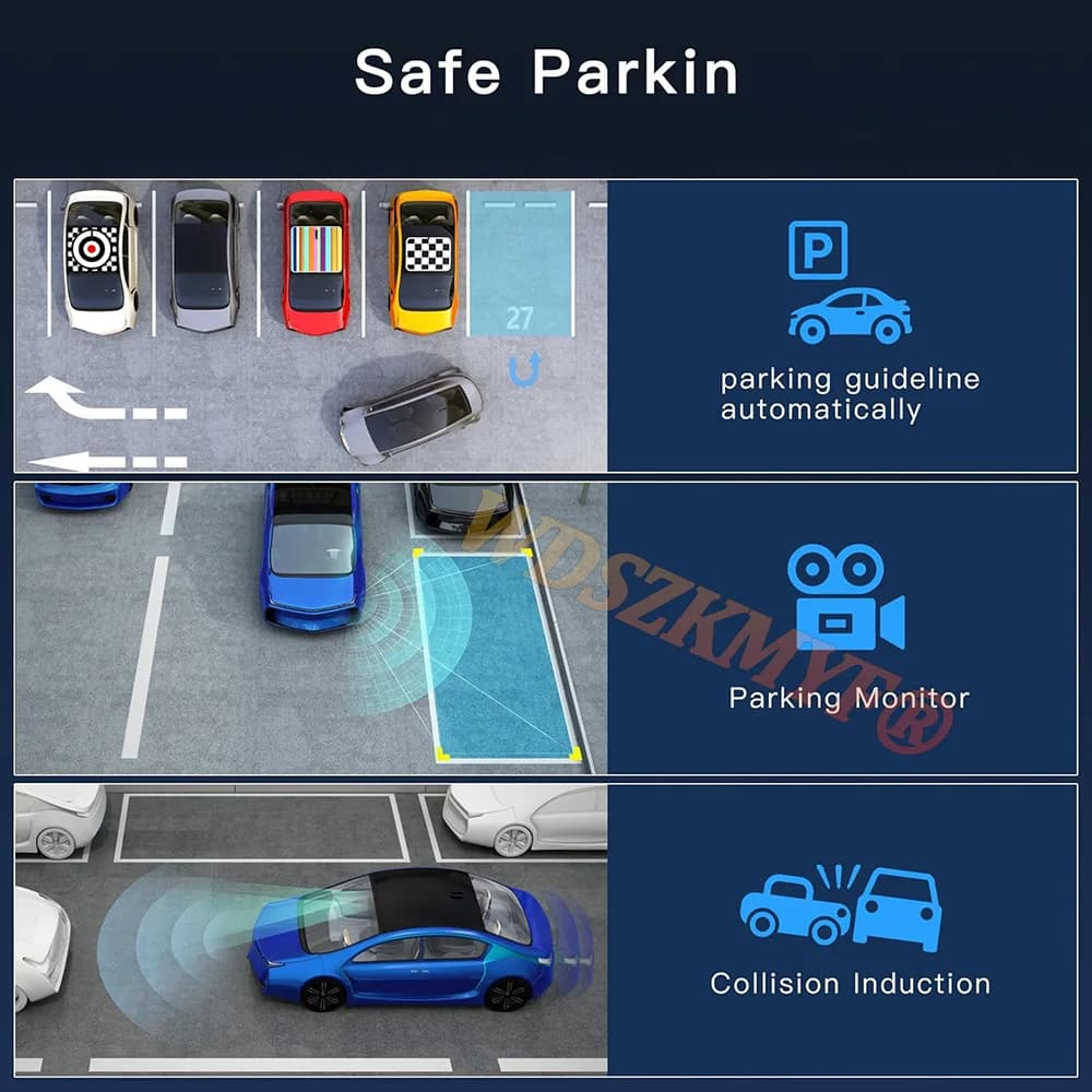 4 كاميرا 360 درجة جهاز تسجيل فيديو رقمي للسيارات 1080P مسجل فيديو واي فاي داش كام الجبهة اليمنى اليسرى كاميرا الرؤية الخلفية 24 ساعة شاشة ركن السيارة هدية - 5