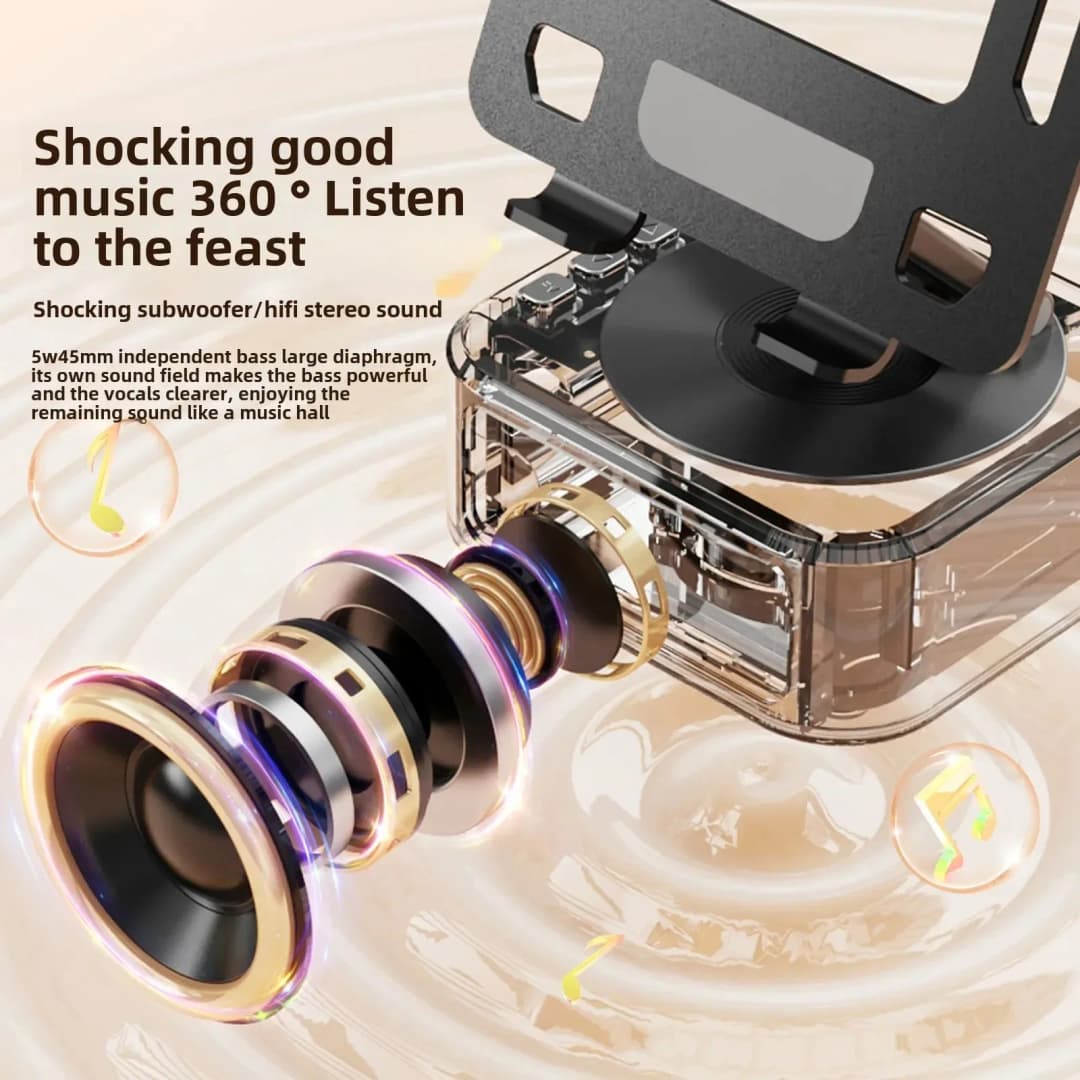 سماعة بلوتوث 5.3 متعددة الوظائف 3 في 1 مع حامل جهاز لوحي سماعة لاسلكية قابلة للطي تدعم شحن بنك الطاقة لمكالمات الفيديو المباشرة - 6