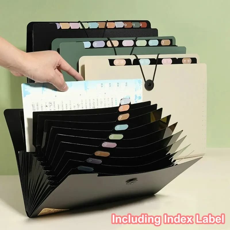 مجلد ملفات A4 قابل للتوسيع، منظم أوراق وتصنيف، مجلد جيب أفقي لتخزين المستندات - 2