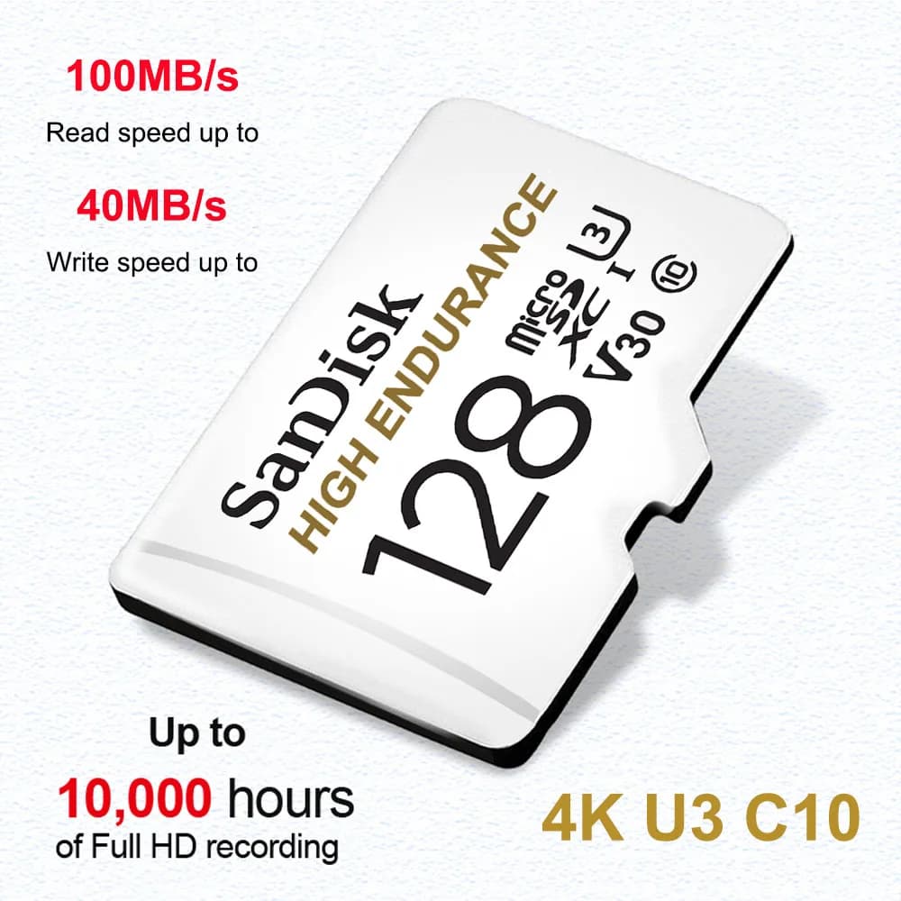بطاقة ذاكرة SanDisk MAX ENDURANCE مايكرو إس دي 32 جيجابايت 64 جيجابايت 128 جيجابايت 256 جيجابايت بسرعة قراءة وكتابة عالية لمراقبة الفيديو U3 V30 4K للطائرات بدون طيار - 2
