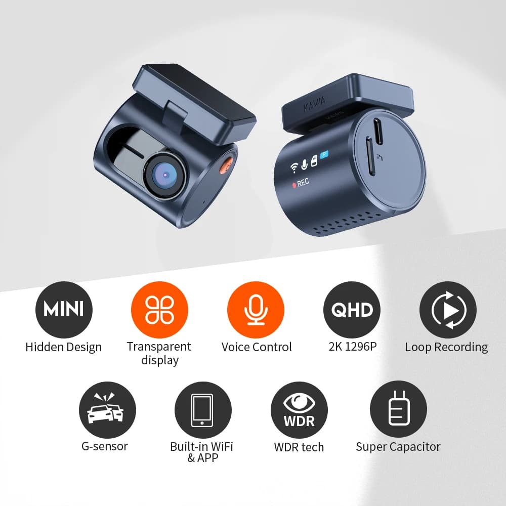 2K KAWA MINI 3 Pro Cameras for Car DVR Tiny Dash Cam 24 Parking Auto Video Recorder WiFi APP Voice Control Car dashcam - 2
