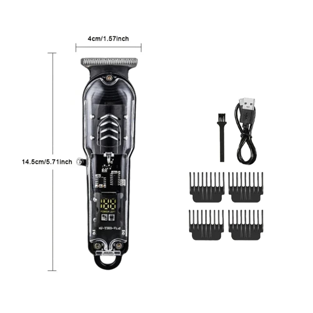 Transparent Body Electric Hair Clipper Professional Trimmer USB Rechargeable Hair Cutting Machine For Men Holiday Gift For Him - 4