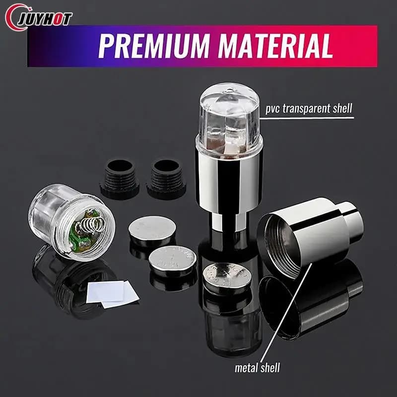 Neon Bicycle Valve Lamp Car Motorcycle Color Cool LED Wheel Tire Light Bike Valve Caps Skull Gem Flash Hot Wheels Spoke Light - 5