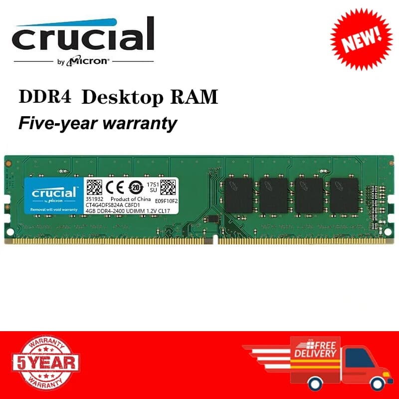 ذاكرة DDR4 كروشيال DDR4 رام الكمبيوتر الشخصي 4 جيجابايت 8 جيجابايت 16 جيجابايت 32 جيجابايت 1.2 فولت DDR4 2666 ميجاهرتز 3200 ميجاهرتز 288PIN DIMM سطح المكتب