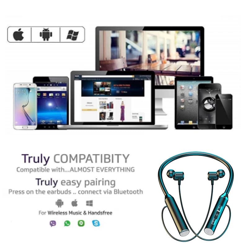 Wireless Bluetooth Earphones Neckband Headphones Gaming Stereo Sports Headset Halter Waterproof Magnetic Earbud with LED Display - 6