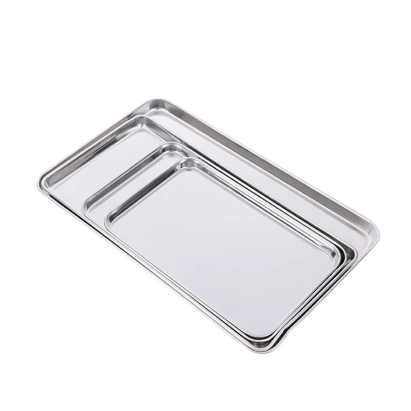1pc Stainless Steel Tray Rectangle Plate For Kitchen Barbecue Shops Medical Organizer Baking Plate - 6