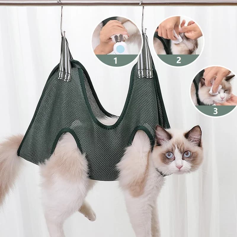 Dog Cat Grooming Hammock Fixed Bath Bag for Nail Cutting Anti Scratch Cat Trimming Restraint Bag Cat Beauty Hanging Pet Supplies - 2