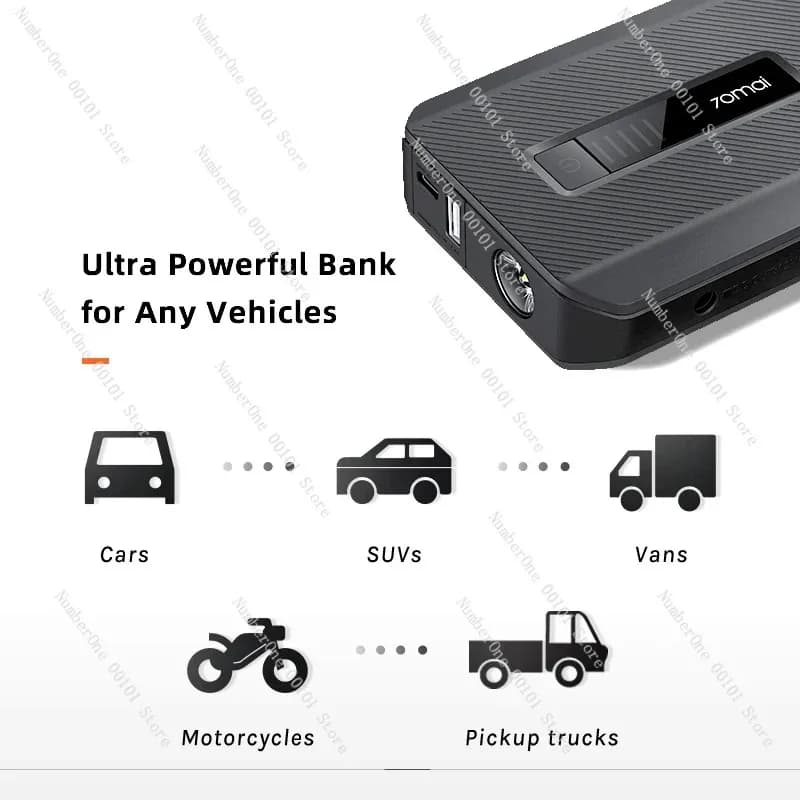 70mai Jump Starter Max، بنك طاقة محمول لبدء تشغيل السيارة في حالات الطوارئ بسعة 18000 مللي أمبير 1000 أمبير، مع إضاءة LED، مناسب لمحركات البنزين 8 لتر والديزل 3.5 لتر - 4