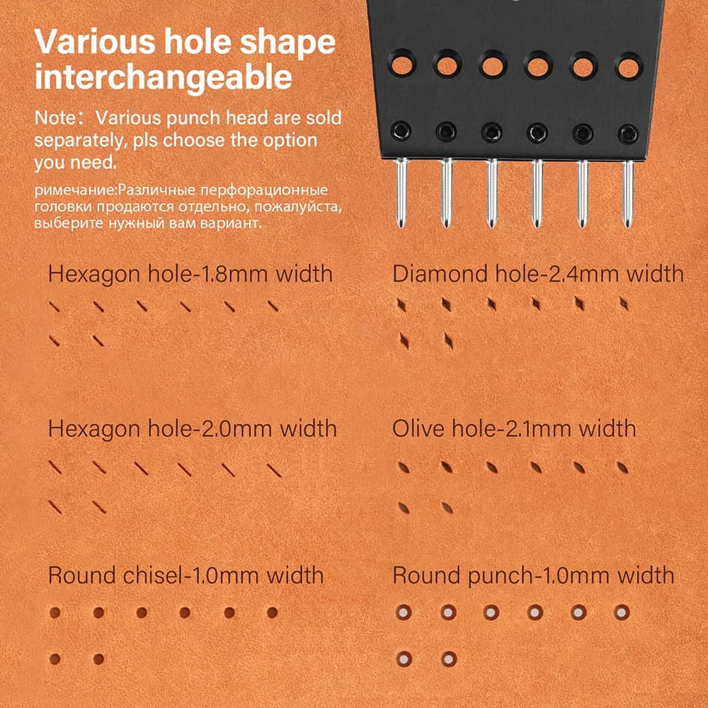 أدوات ثقب الجلد من WUTA للجيل الثالث، رؤوس قابلة للاستبدال، ثقب دائري، نمط فرنسي، إزميل، وأدوات جلدية - اصنعها بنفسك - 4