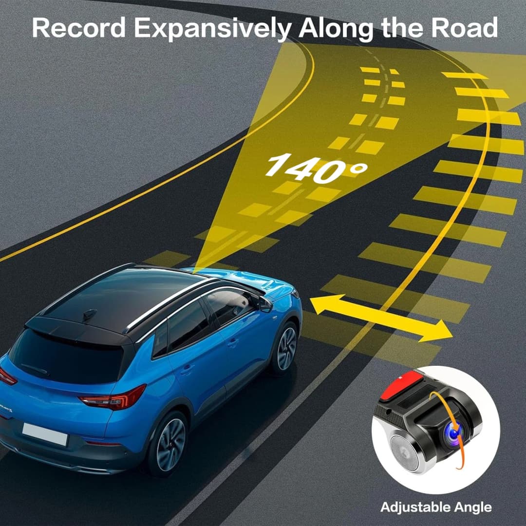 كاميرا سيارة DVR ADAS LDWS بدقة 1080P، تسجيل فيديو، إنذار صوتي، متوافقة مع أندرويد - 4