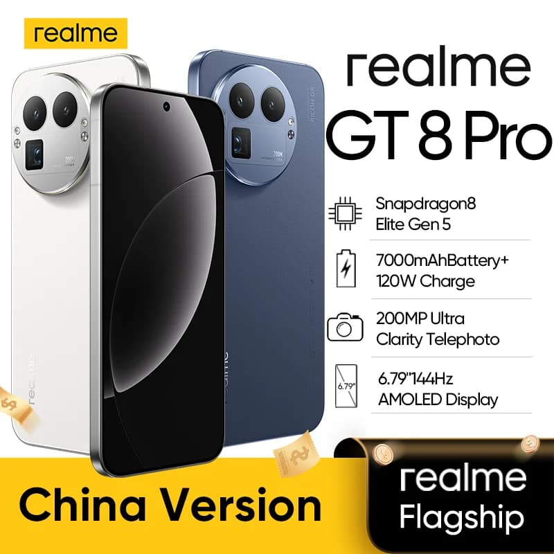 هاتف Realme GT 8 PRO الذكي نسخة صينية سنابدراجون 8 ألترا الجيل 5 شاشة AMOLED 144 هرتز بطارية 7000 مللي أمبير 120 واط سوبر تشارج كاميرا 50 ميجابكسل