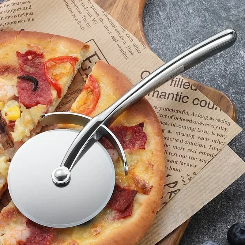 Pizza Cutter Stainless Steel Single Wheel Cake Bread Pies Round Knife Zinc Alloy Handle Kitchen Baking Tools Pizza Slicer - 3
