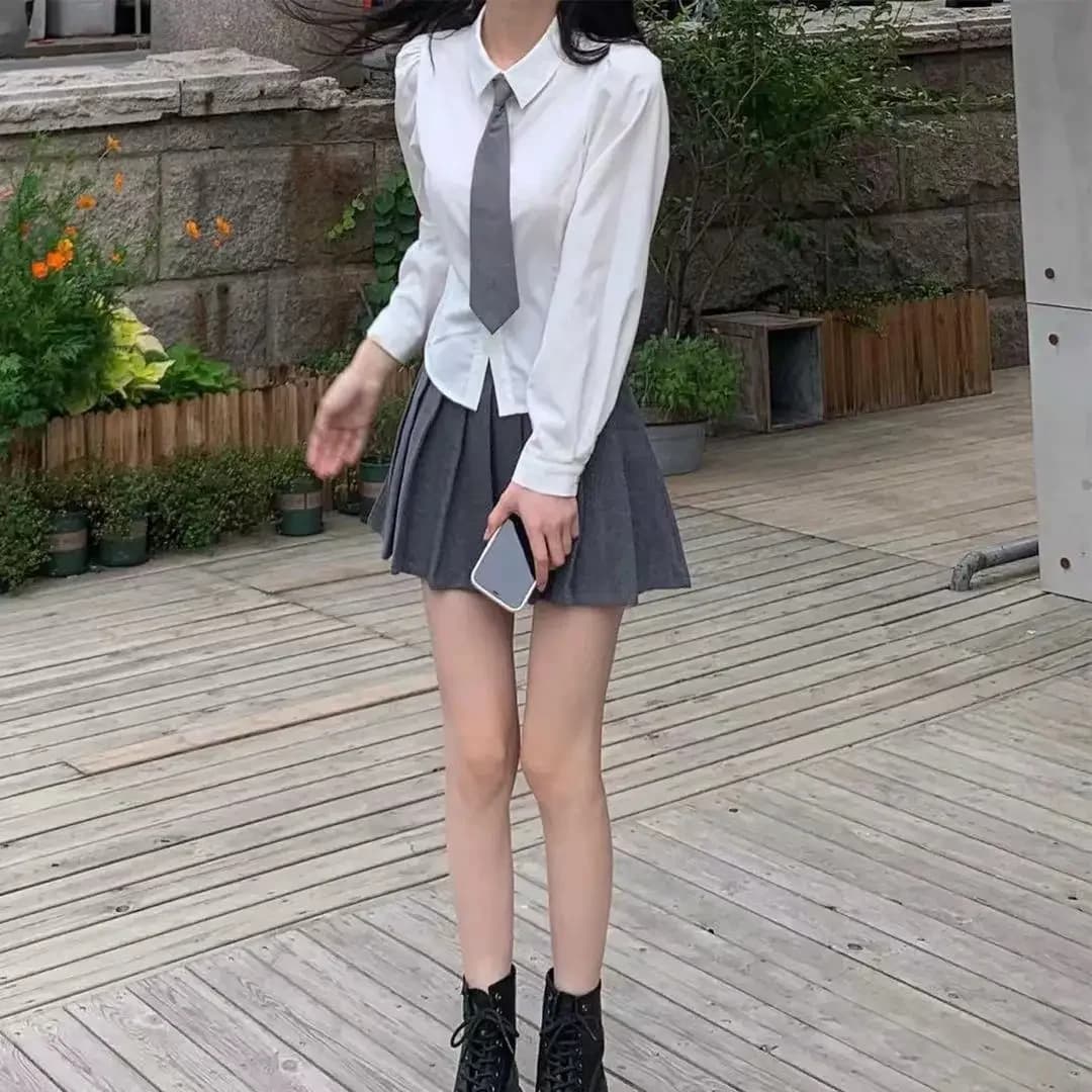 Preppy Bandage Basic White Shirt Women Slim Long Sleeve Cute Top School Button Down Tunic Shirts Blouse Female Casual Lady - 3