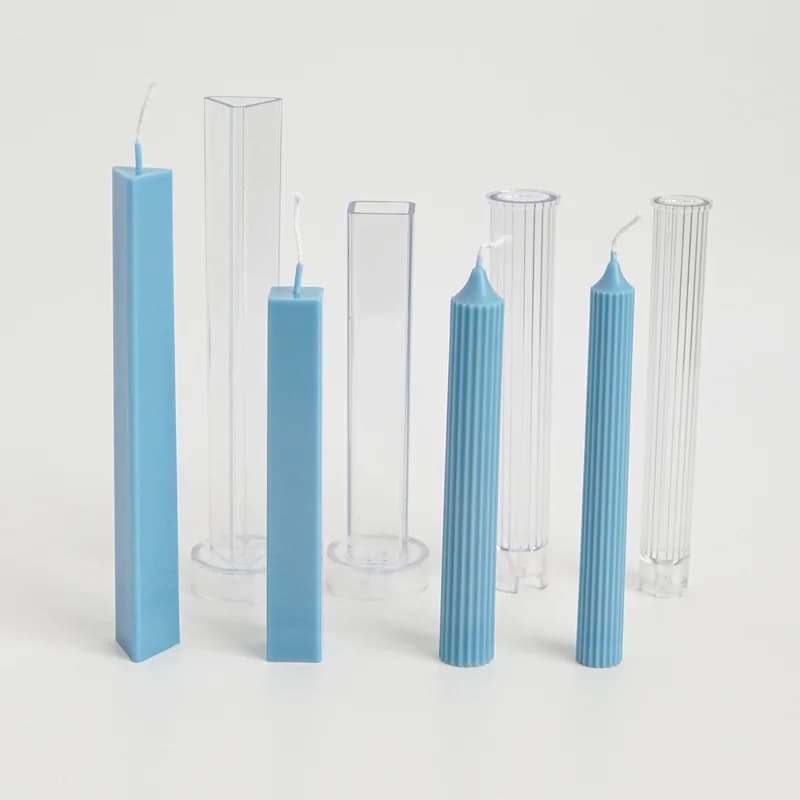 قوالب شموع عمودية مخططة، مثلثة، مستطيلة، بلاستيكية، مجموعة صنع الشموع DIY، قوالب للزينة المنزلية - 4