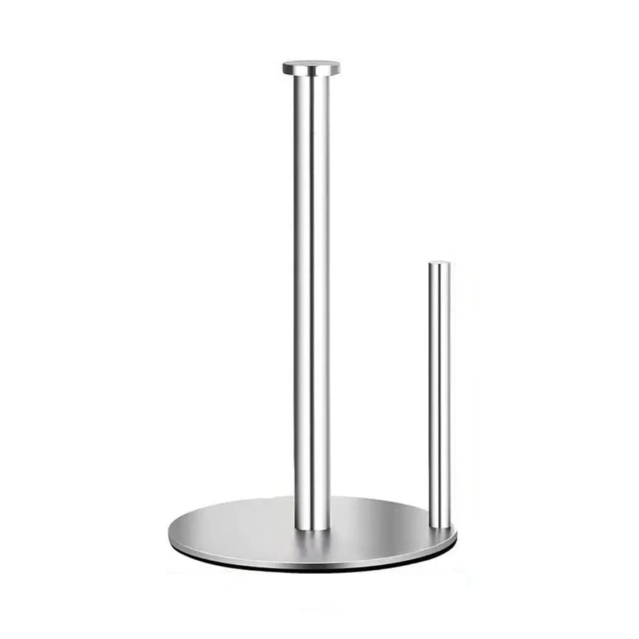 حامل لفائف المطبخ من الفولاذ المقاوم للصدأ مع قاعدة مرجحة - منظم كونترتوب عالي التحمل، تصميم موفر للمساحة للمناشف الورقية - 6