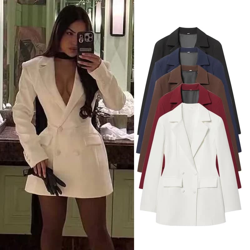 Elegant Women's Office Blazers Spring 2026 New Fashion Slim V-neck Warm Suits Jackets Chic Young Women's Travel Joker Coats