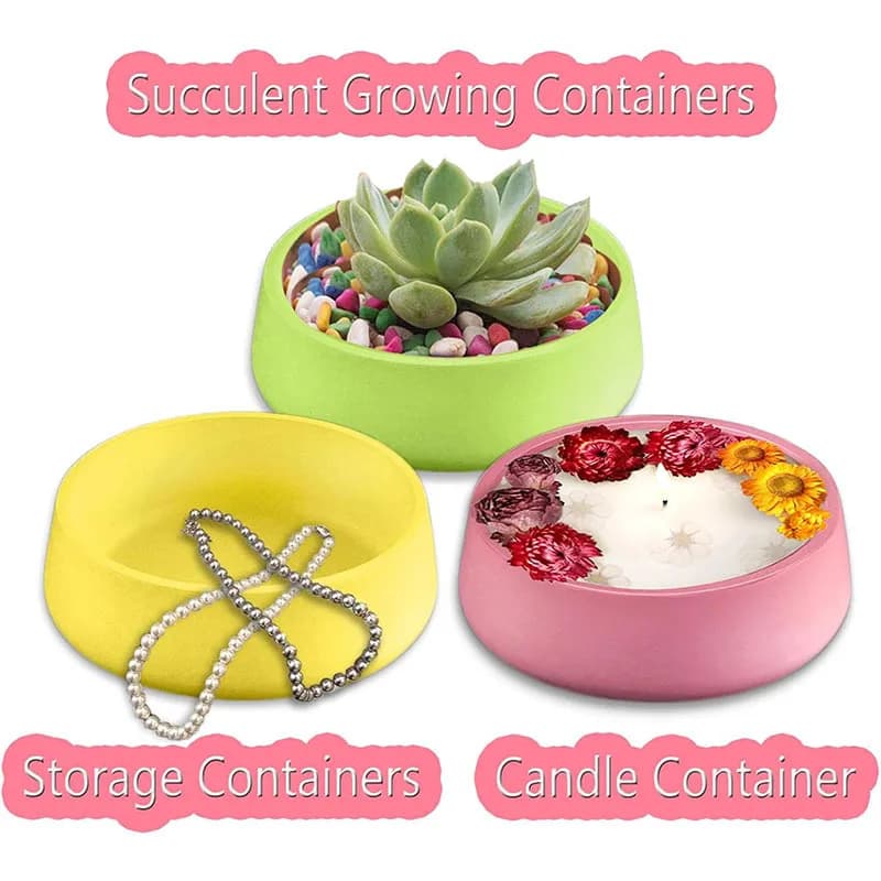DIY Circular Storage Bowl Candle Flower Pot Mold Resin Cement Container Mold Concrete Silicone Mold Home Decoration Crafts - 6