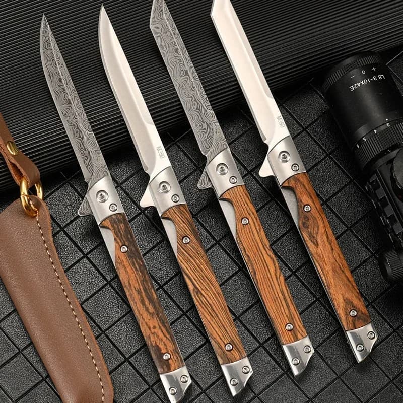 2024 Damascus Pattern Folding Knife Multi-Purpose Outdoor Camping Quick Open Pocket Knife Stainless Steel Folding Knife - 2