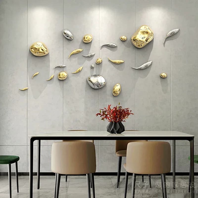 Creative Galvanized Silver Green Stone Wall Decoration Abstract Shaped Stone Wall Decoration Room Layout Bedroom Art Accessories - 2